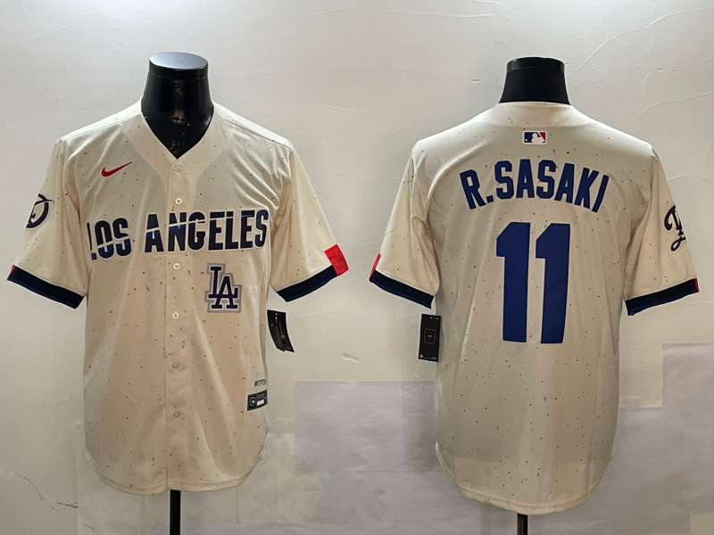 Men Los Angeles Dodgers #11 R Sasaki white 2025 MLB nike jersey style 1->los angeles dodgers->MLB Jersey